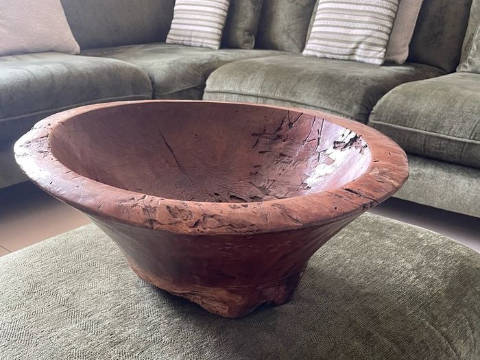 Large Antique Wood Turned Bowl