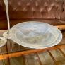 Handmade Art Glass Clear Bowl with Grey White Swirl Image 6