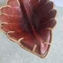 Rare find  Lombok Rattan Terracotta Earthenware 10 x 6.5 Inches Leaf Shaped Bowl Stamped OLA. Image 7