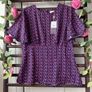 top Bnwt size 12 navy & pink short sleeve vintage inspired top Marc Angelo Image 9
