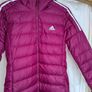 Adidas Burgundy Padded Hooded Jacket / Coat Size M Image 2