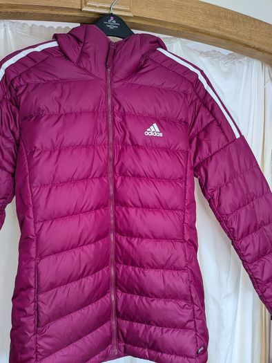 Adidas Burgundy Padded Hooded Jacket / Coat Size M