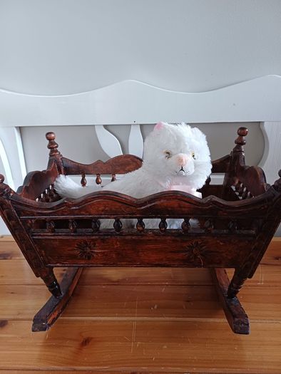 Wooden baby doll crib