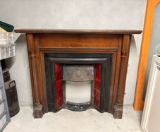 Vintage Wooden & Cast Iron Fireplace