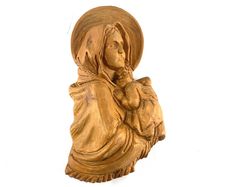 Vintage hand carved wooden Mary and baby Jesus