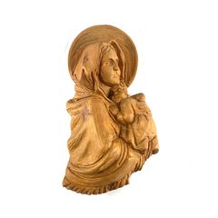 Vintage hand carved wooden Mary and baby Jesus