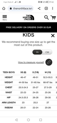 North Face down jacket, age 7-8