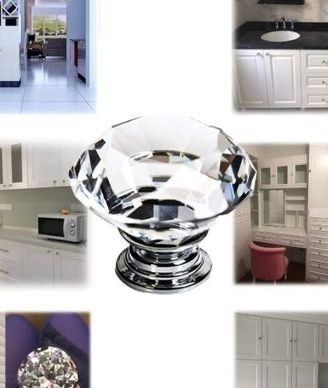 NEW 25Pcs Crystal Door Knob, 30MM Diamond Drawer Knobs Crystal Door Handles Diamond Pulls for Home Kitchen Office Chest Cabinet Drawer