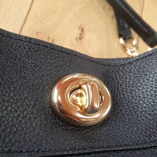 Coach "Edie" Turn-Lock Pebble Leather Bag / NEW