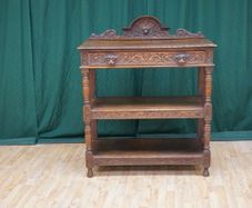 French Renaissance Revival Oak Desserte with Green Man Carvings, c. 1870s