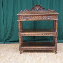 French Renaissance Revival Oak Desserte with Green Man Carvings, c. 1870s