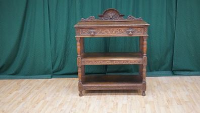 French Renaissance Revival Oak Desserte with Green Man Carvings, c. 1870s