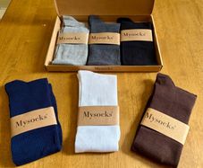 Mysocks Unisex Luxury Knee High Socks Gift Box Set ,6 Pack, Dark 8-11 - Premium Cotton Blend Ribbed Dress Socks, Brand New Multi-Color Bundle