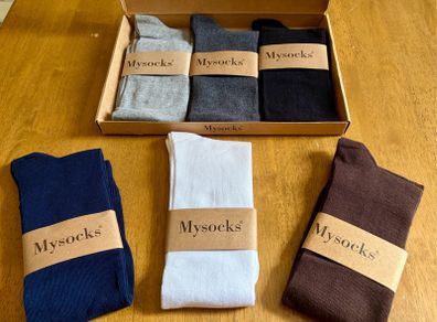 Mysocks Unisex Luxury Knee High Socks Gift Box Set ,6 Pack, Dark 8-11 - Premium Cotton Blend Ribbed Dress Socks, Brand New Multi-Color Bundle