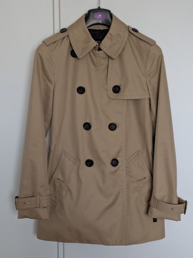 Coach coat with leather print
