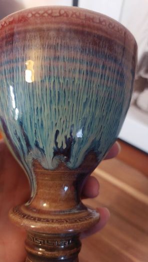 Wonderful Single Studio Art Pottery Goblet by Martin Branch Lyre Pottery, Cloncorban, Rossmore, Clonakilty, West Cork in a Fabulous Colourful Variegated Glaze. # Two