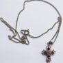 Vintage Silver Plated Cross With Multi-Color Stones Necklace length 20" Image 7