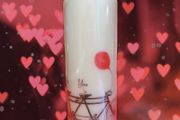 XL Valentines day Birthday wedding day decorative ivory pillar candle me&amp;you tandem bike and red balloon