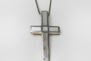Vintage silver mother of pearl cross necklace