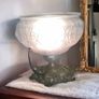 Beautiful Art Noveau blue glass and brass lamp Image 3