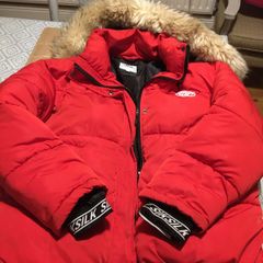 Siksilk red ladies jacket with fur hood