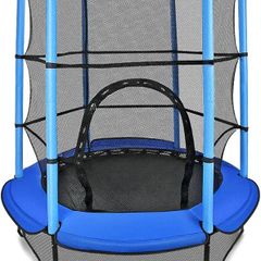 55" Kids Trampoline with Safety Enclosure Net and Pad, Mini Garden Outdoor Trampoline Indoor and Outdoor Exercise Fitness Equipment for Kids 3+ Age