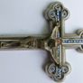 Antique 19th century Italy micro mosaic glass and metal Crucifix Cross Image 6