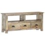 TV Cabinet 110x30x50 cm Solid Mango Wood Image 2
