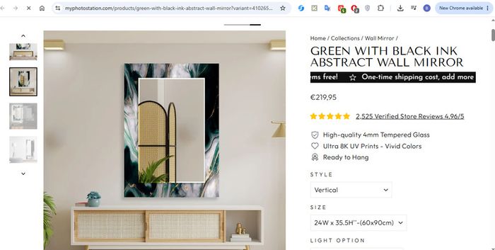 Stunning Green, Black and Gold Abstract Statement Mirror Like New