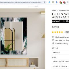 Stunning Green, Black and Gold Abstract Statement Mirror Like New