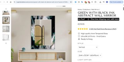 Stunning Green, Black and Gold Abstract Statement Mirror Like New