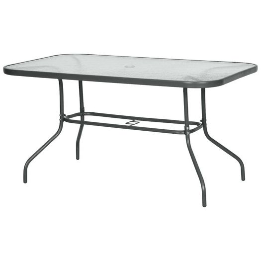 Aquatex Glass Garden Table Curved Metal Frame Parasol Hole 4 Legs Outdoor (FREE POSTAGE)