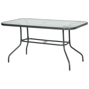 Aquatex Glass Garden Table Curved Metal Frame Parasol Hole 4 Legs Outdoor (FREE POSTAGE)
