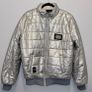 Roberto Geissini Metallic Silver Skull Puffer Jacket Y2K Streetwear  Unisex Fit Size M Image 3