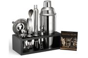 Cocktail Shaker Set, 13-Piece Stainless Steel Bar Tools with Bamboo Stand, Martini Bartender Kit Accessories | Mixer Spoon, Muddler, Jigger