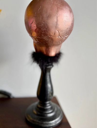 Rose Gold Skull on Pedestal Halloween Centrepiece