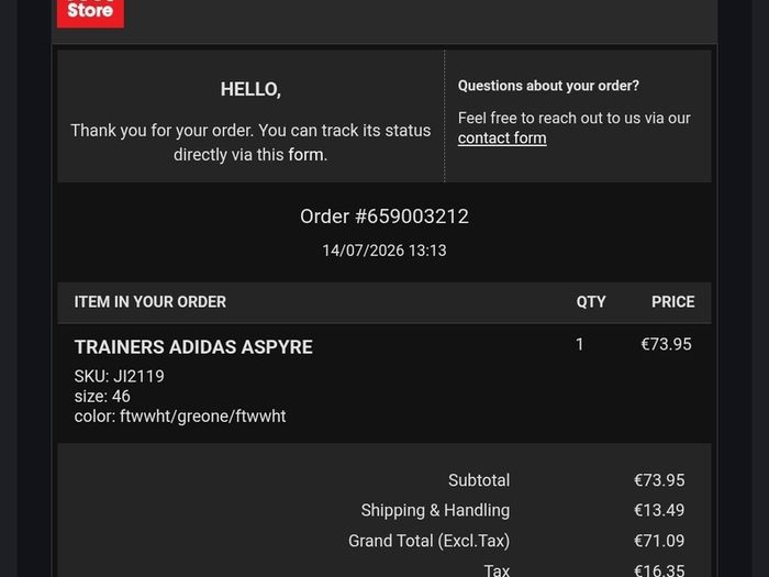 Adidas Aspyre trainers.