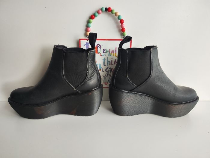Dr Doc Martens platform black Aerial wedges chunky sole boots UK4 US6 EU37