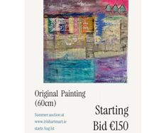 Original Art - Auction - Irish Coastal Aesthetic Original Painting 60cm
