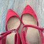 Red Suedette Ankle Strap Stilettos Size 5 Image 7