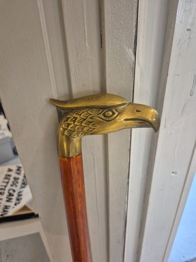 Vintage walking stick solid brass eagle head