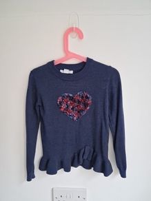 Girls 5-6yrs Navy sequin jumper
