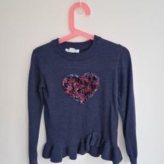 Girls 5-6yrs Navy sequin jumper