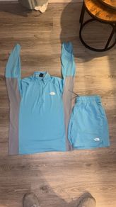The north face 1/4 zip set baby blue