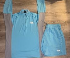 The north face 1/4 zip set baby blue