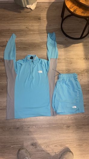 The north face 1/4 zip set baby blue
