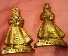 two brass Colleen figures ( Irish made )