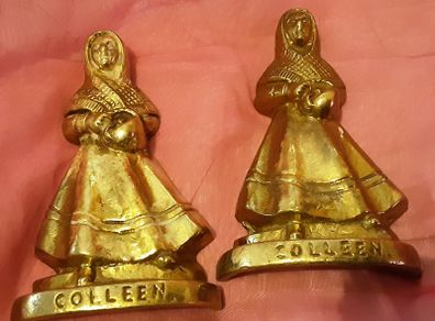 two brass Colleen figures ( Irish made )