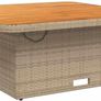 Adjustable Poly Rattan Garden Table Lift Top Outdoor Dining and Coffee Table 110 x 110 cm Acacia Wood Top Image 4
