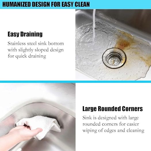 Undermount Single Bowl, 46/46cm Large Kitchen Sink Workstation, T304 Stainless Steel Kitchen Sink with Drain Assembly and Removable Strainer for Easy Cleaning Brushed